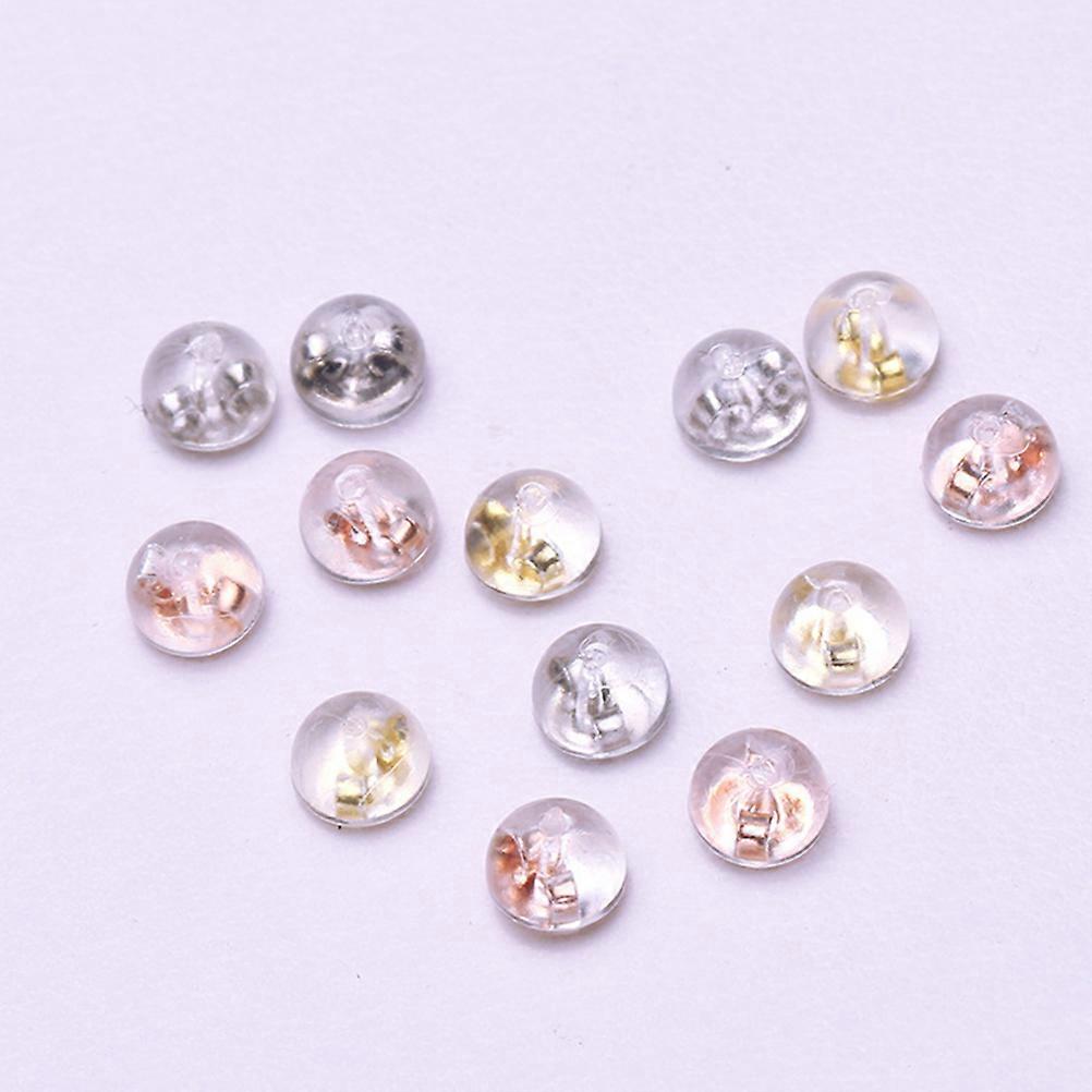 Ball Shape Ear Plug Earring Backs for 3Pairs Silver Silicone Stoppers