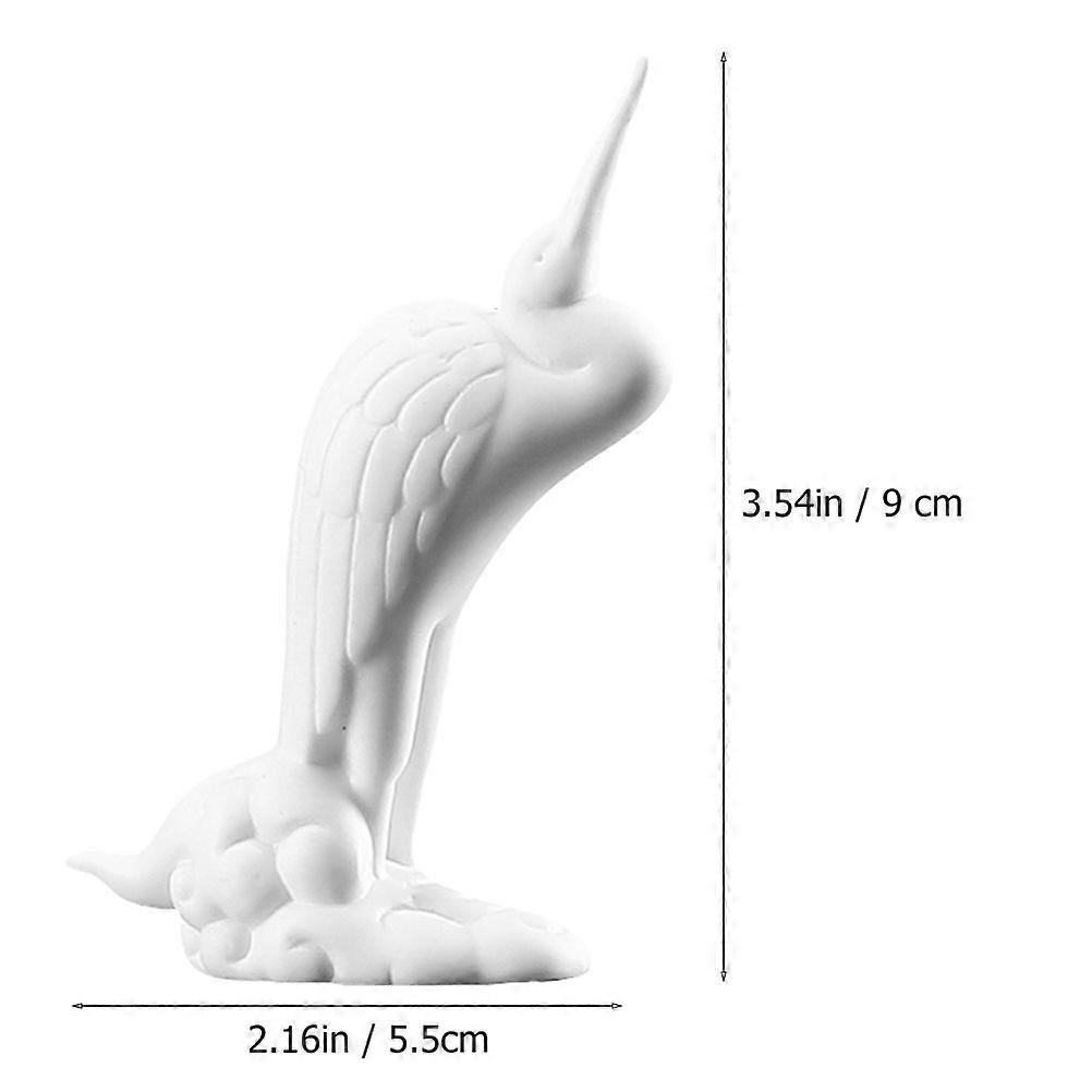 Ceramic Small Sculpture Crane Shape Home Decor White Ceramic Decoration 1Pc