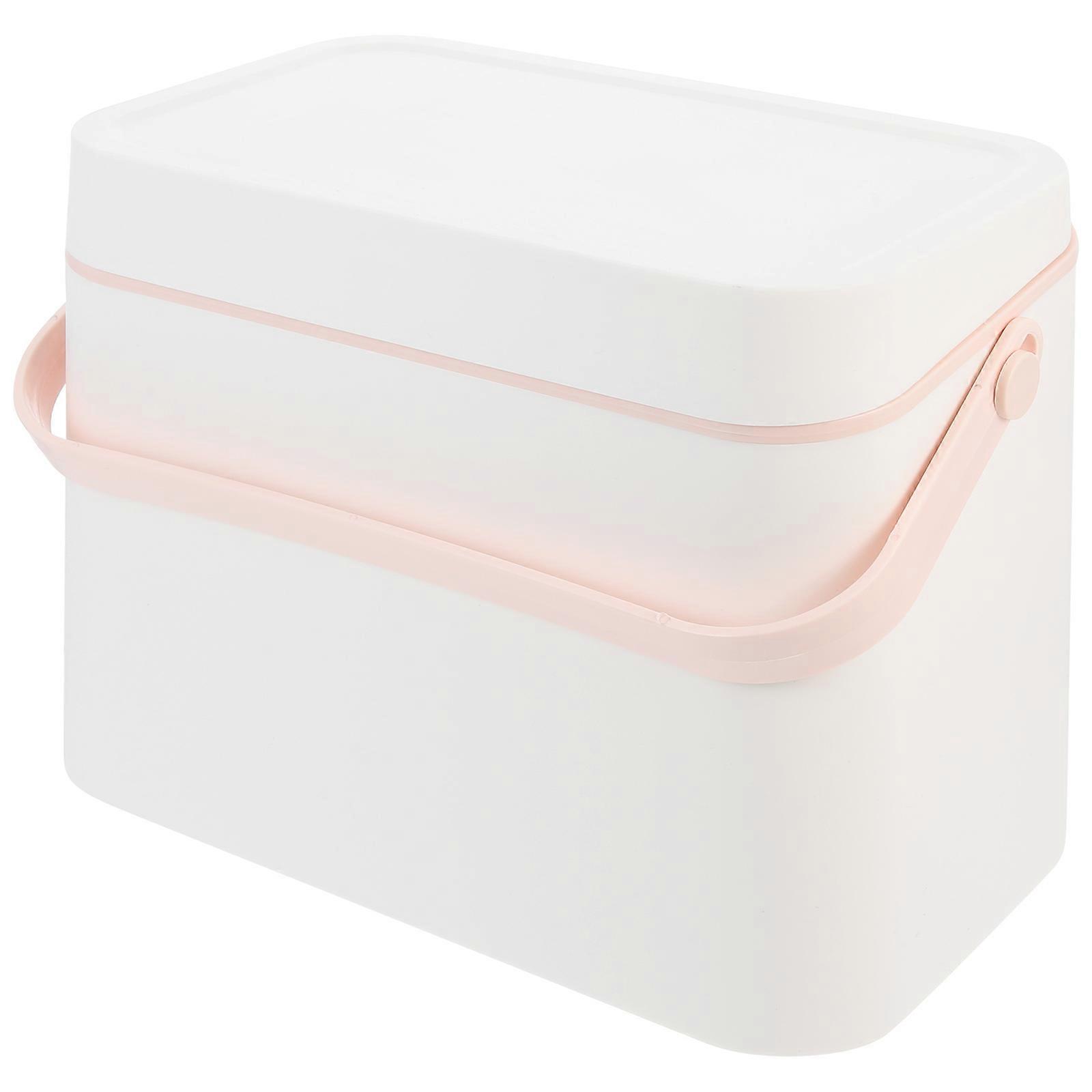 Cosmetics Box with Mirror Makeup Organizer for Home White ABS