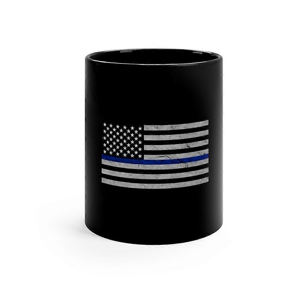 Thin Blue Line US Flag 11oz Black Mug