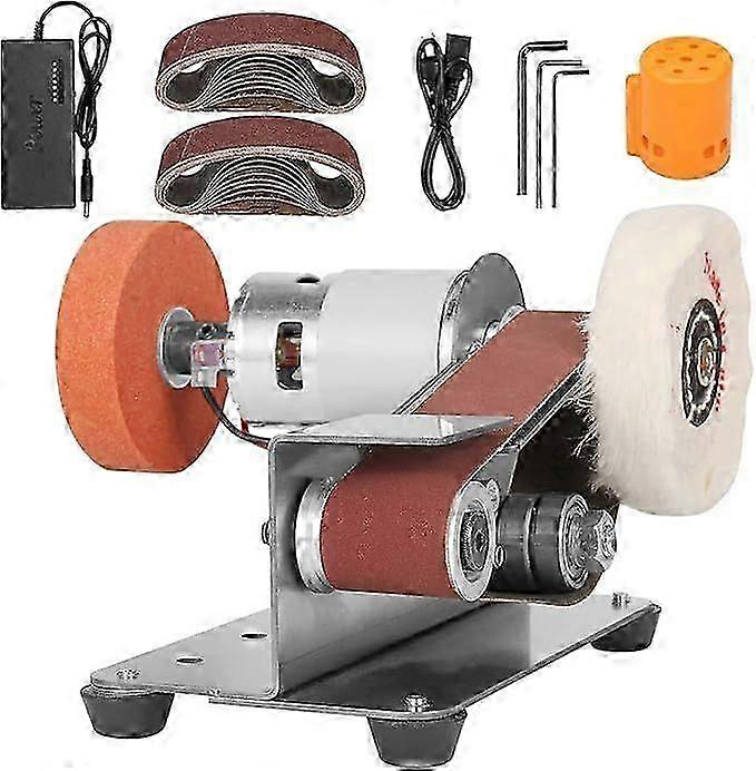 3-In-1 Mini Belt Sander - 15 Degree Knife Sharpener Electric Bench Grinder Sanding Machine, 7 Adjustable Speed Buffer Polisher for Metal Wood DIY Hand