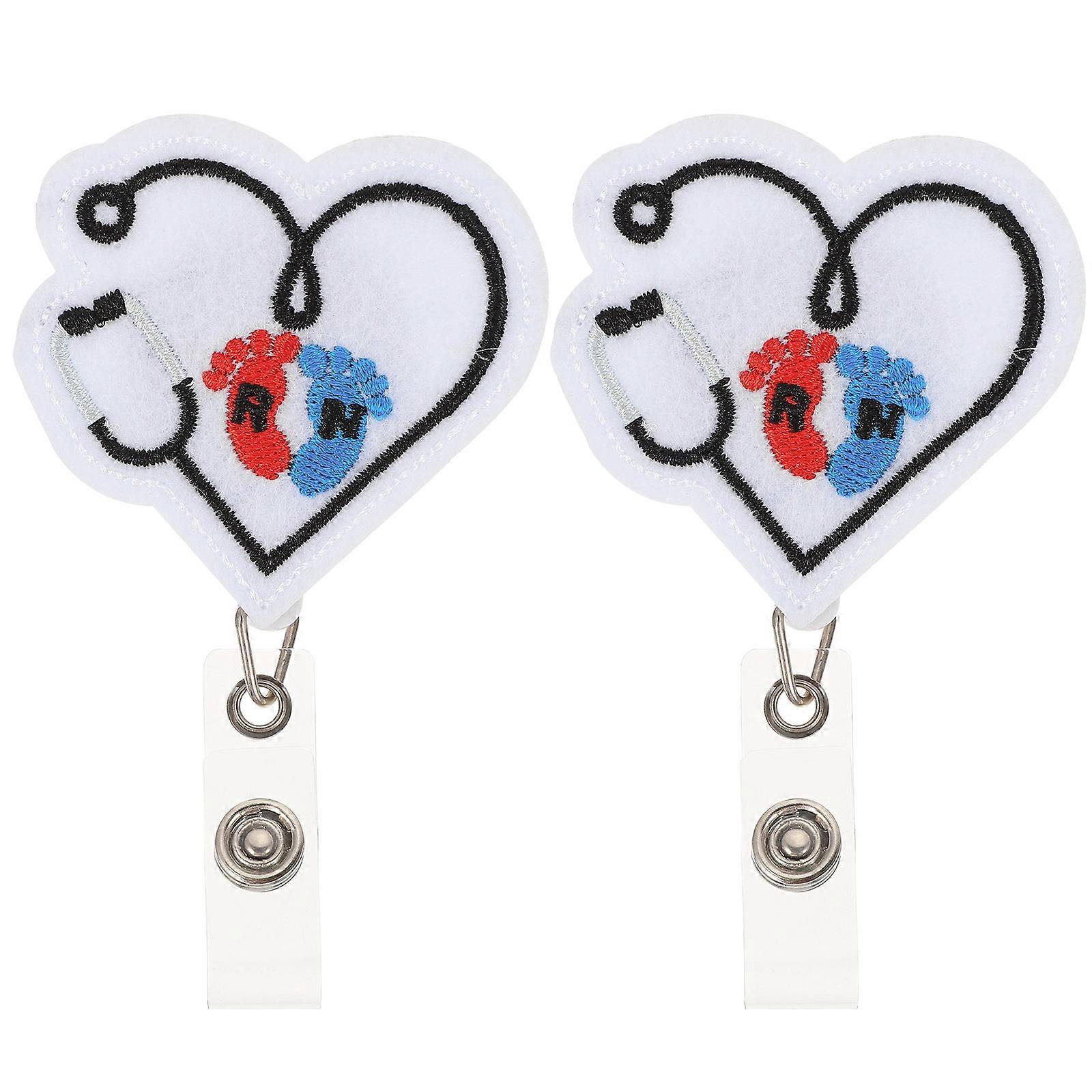 Love Heart Badge Holder Multi-Function Badge Buckle 2Pcs Set
