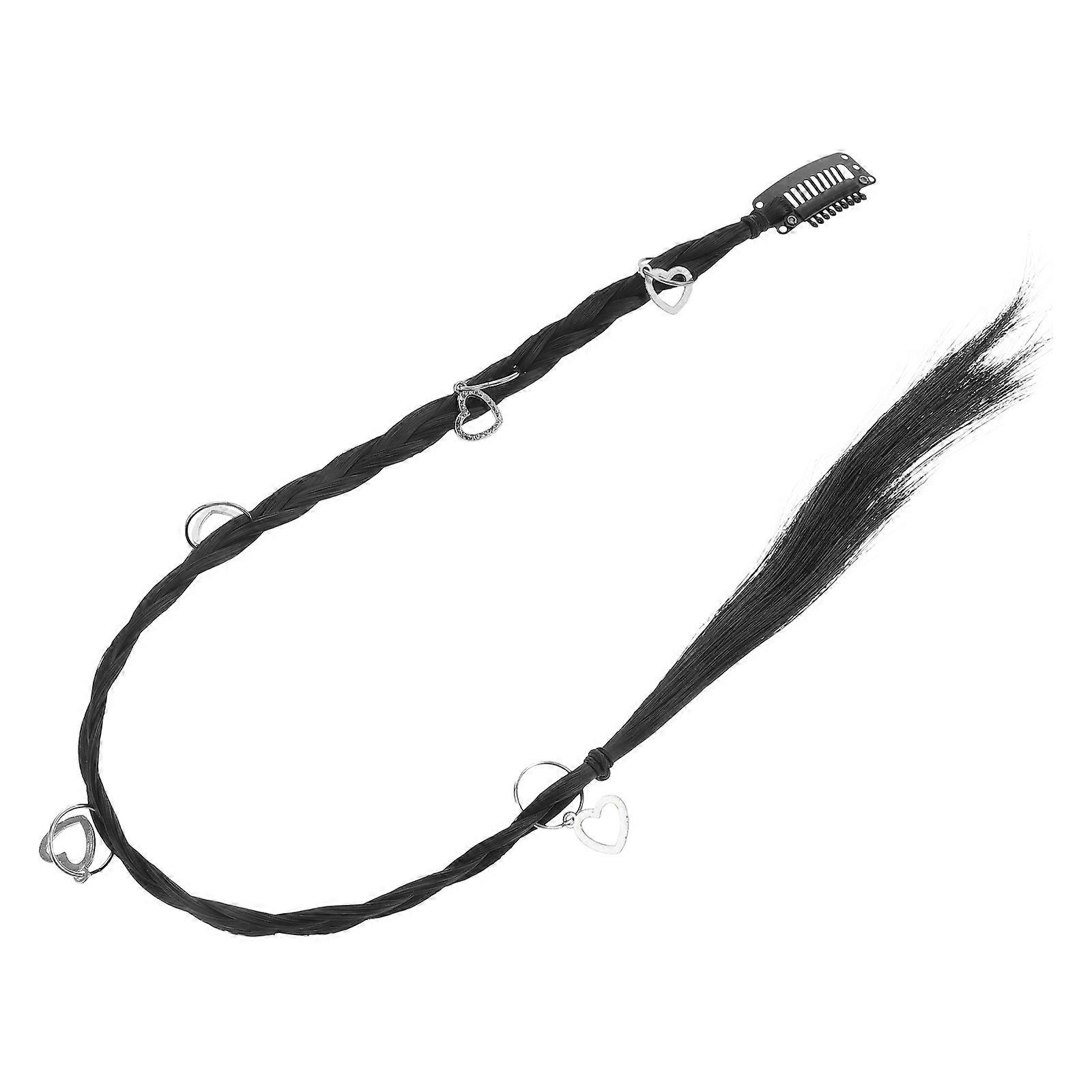 4Pcs Braided Ponytail Hair Extensions for Hair Using Synthetic Black Material