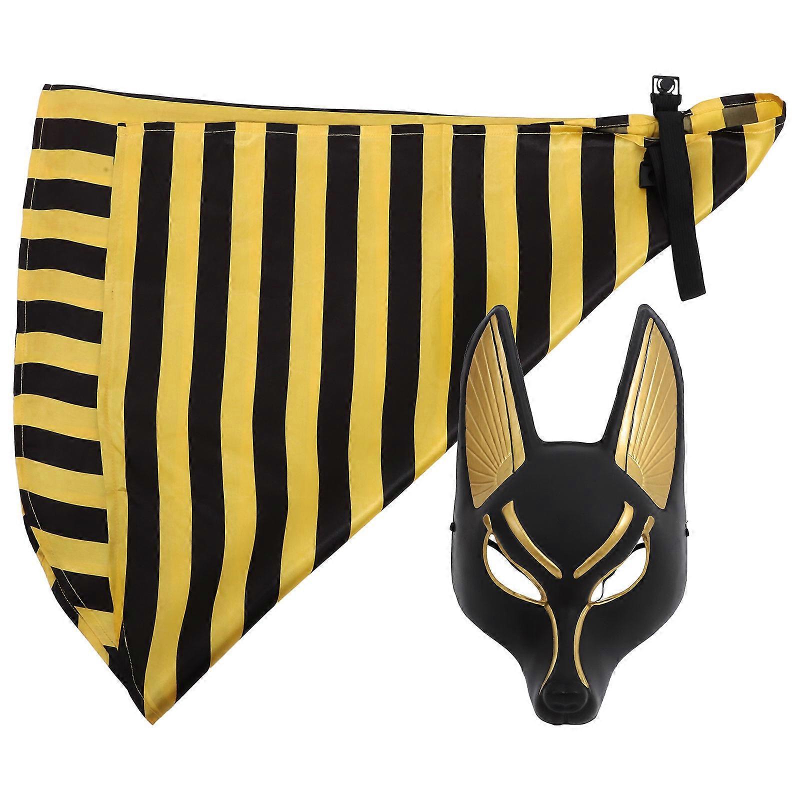 Halloween Mask Egyptian Anubis Cosplay Mask for Party 3Sets with Kerchief