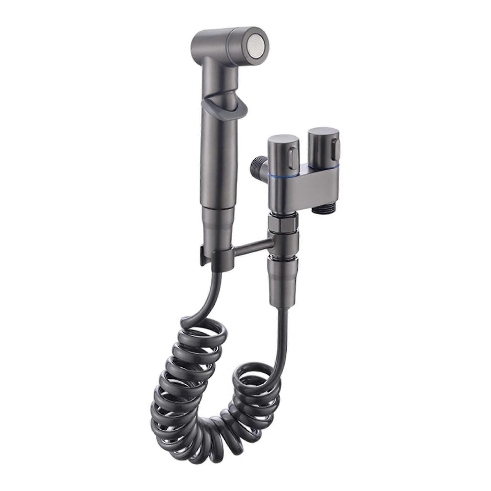 Bidet Sprayer 1 In 2 Out Dual Control Valve Washing Machine Toilet Faucet Grey For Bidet Bathroom
