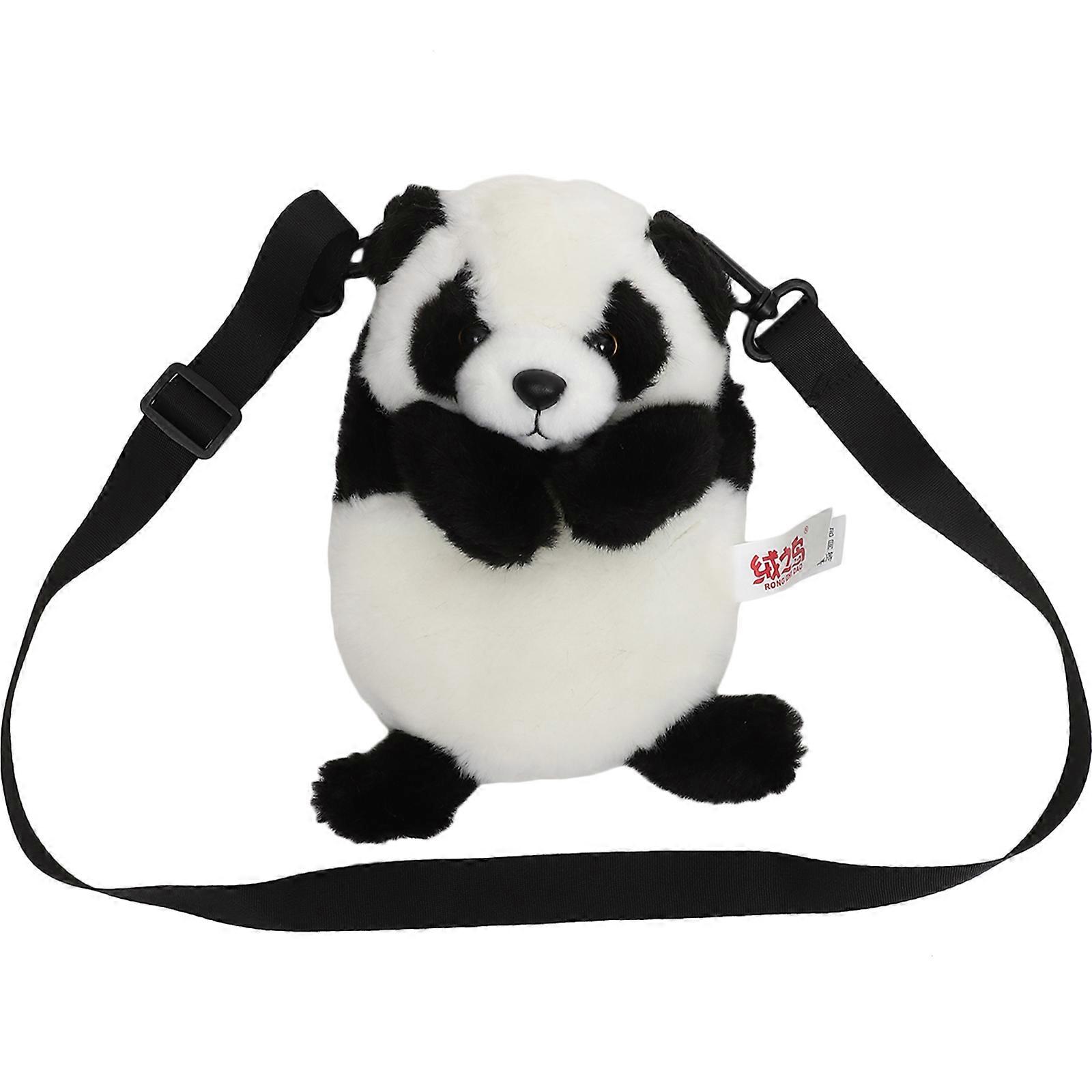 Cute Plush Panda Bag For School And Parties With Storage For Small Items 9.8X5.9X3.5In 1Set