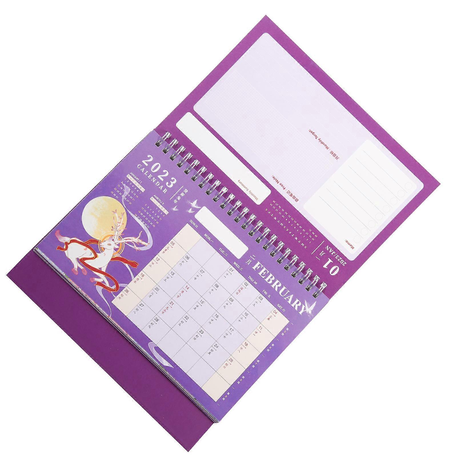 Time Schedule Planner Calendar Desktop Calendar for 5Pcs Purple Use
