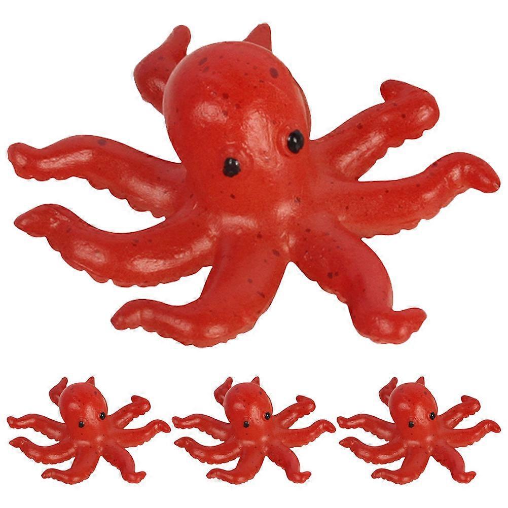 Decorative Octopus Model Brown PVC Figurine for Decoration 4Pcs Mini