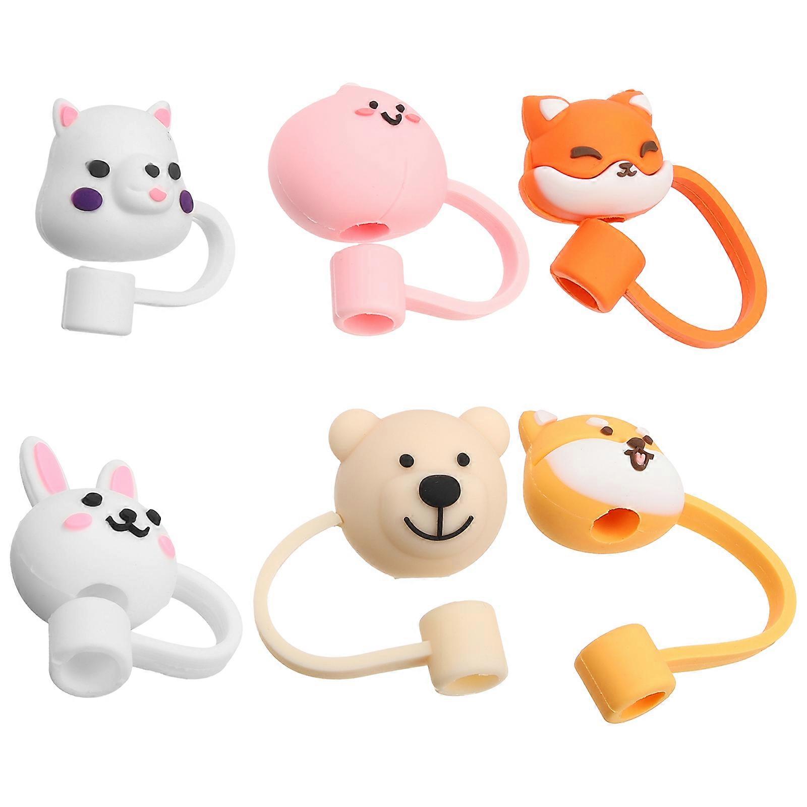 12 Pcs Non-Slip Animals Straw Toppers Multi Color Straw Caps For Party And Birthday Celebrations