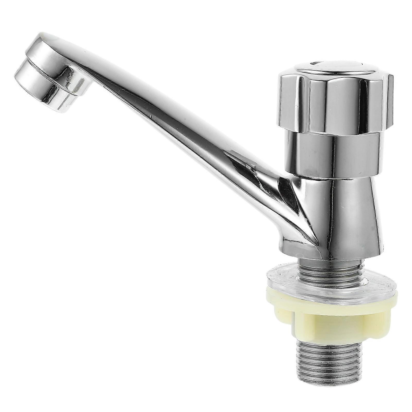 Silver Alloy Single Hole Cold Water Faucet with Quick Open for Basin
