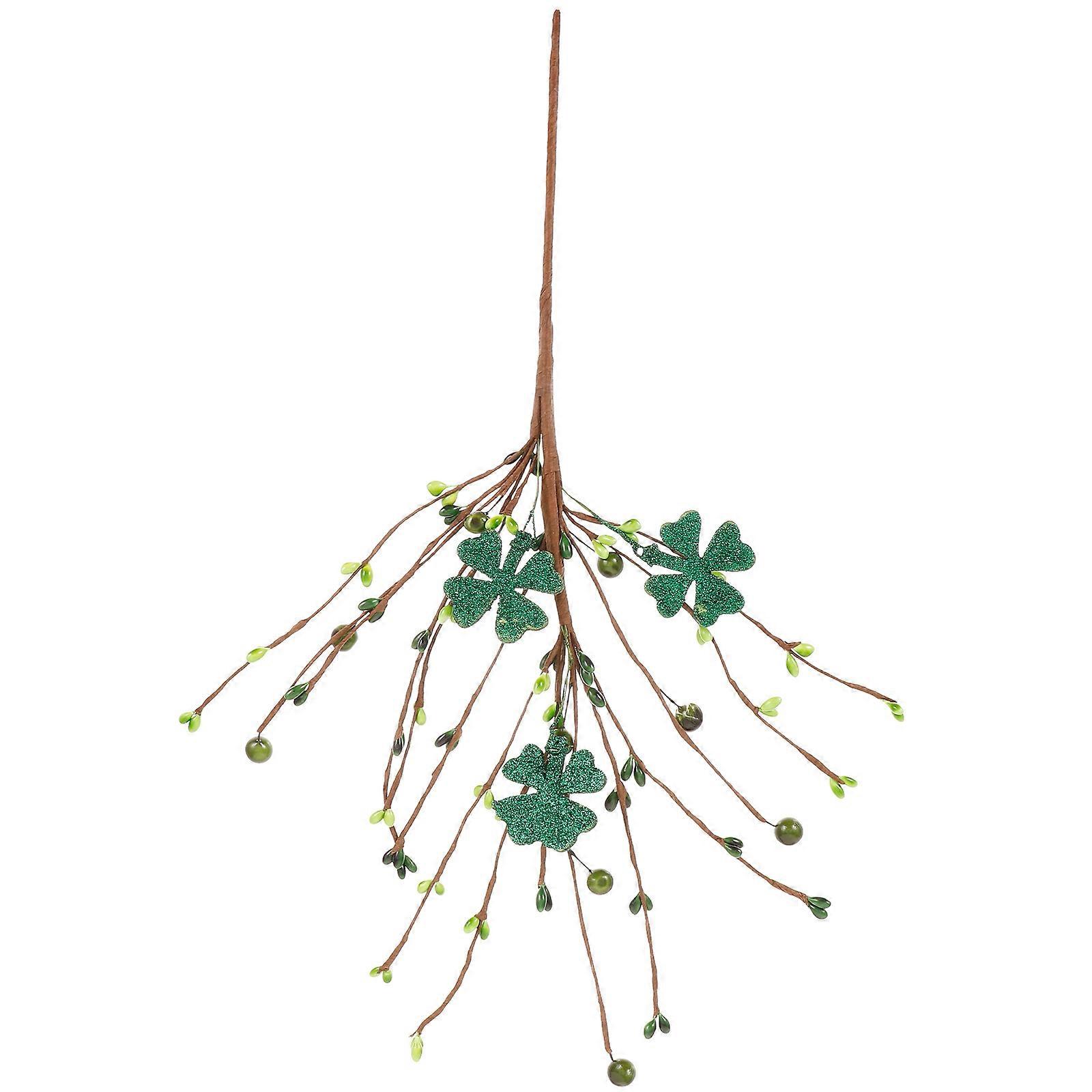 Artificial Greenery Branch Four Leaf Clover Pick St. Patrick's Day Decoration 15.72X2.75in Home Decor 4Pcs