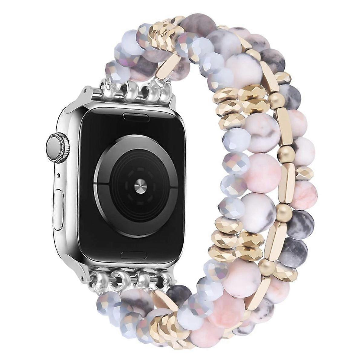 Beaded Strap Compatible with Apple Watch 9876/S10 42/44/45/49mm Replacement Strap Pink