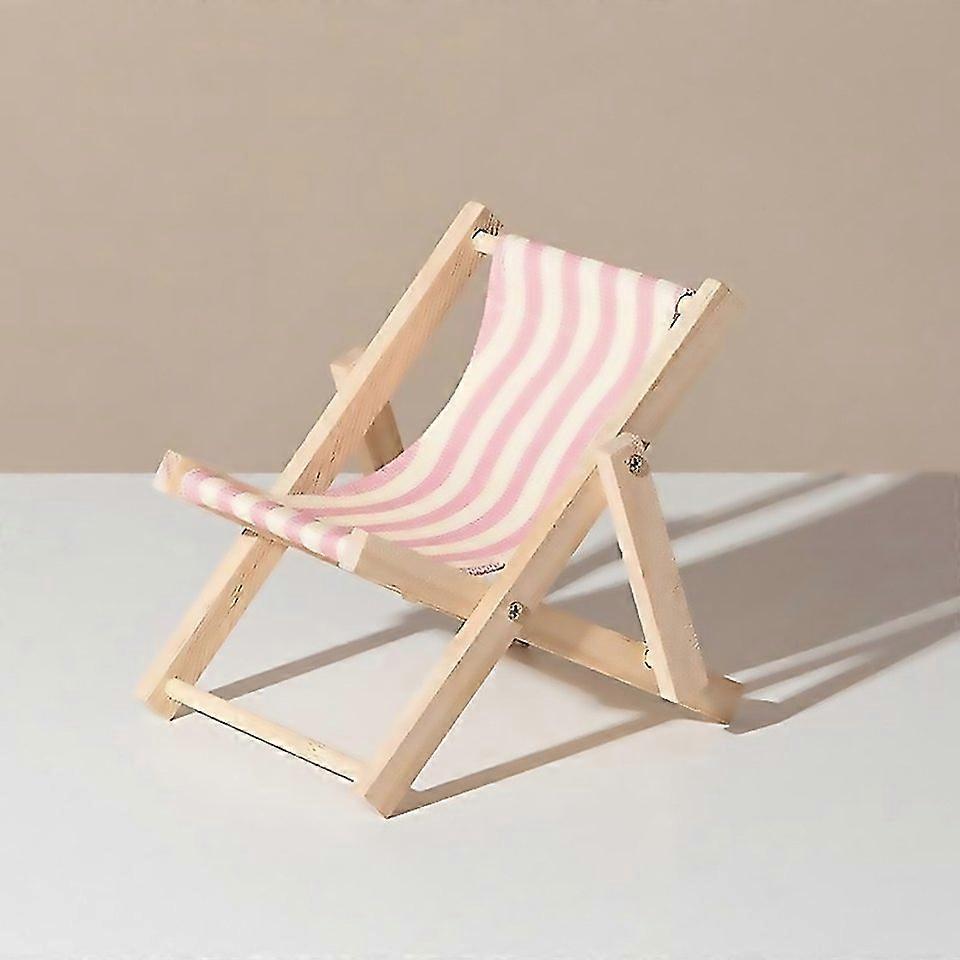 For Wooden Craft Mini Desktop Ornament Photography Toys Beach Chair Phone Holder