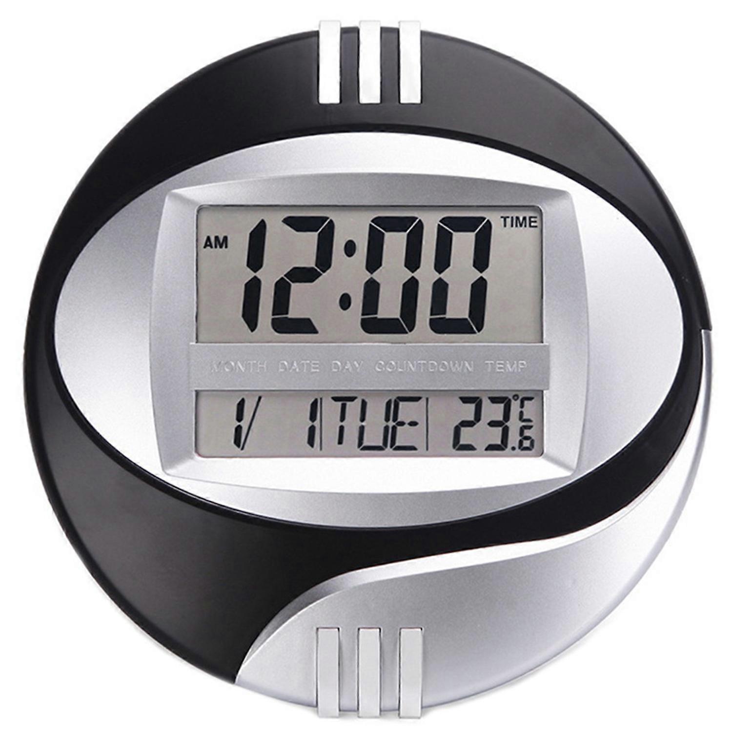 Temperature Display Digital Wall Electronic Clock LCD Calendar Black