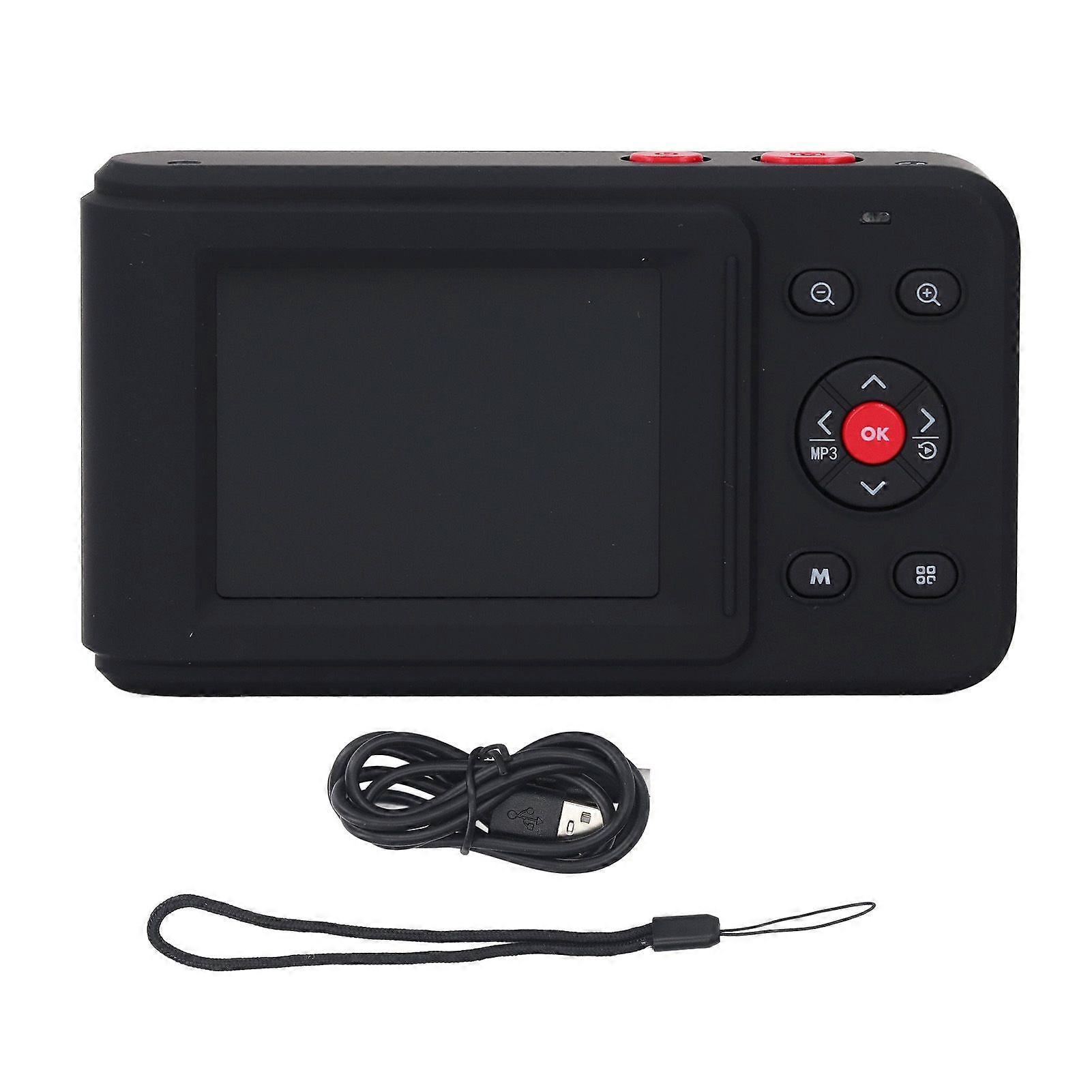 Digital Camera 72MP 2.5K Video Output Dual Screen Compact Camera 16X Zoom Autofocus Selfie Camera for Travel Gatherings Graduations Black