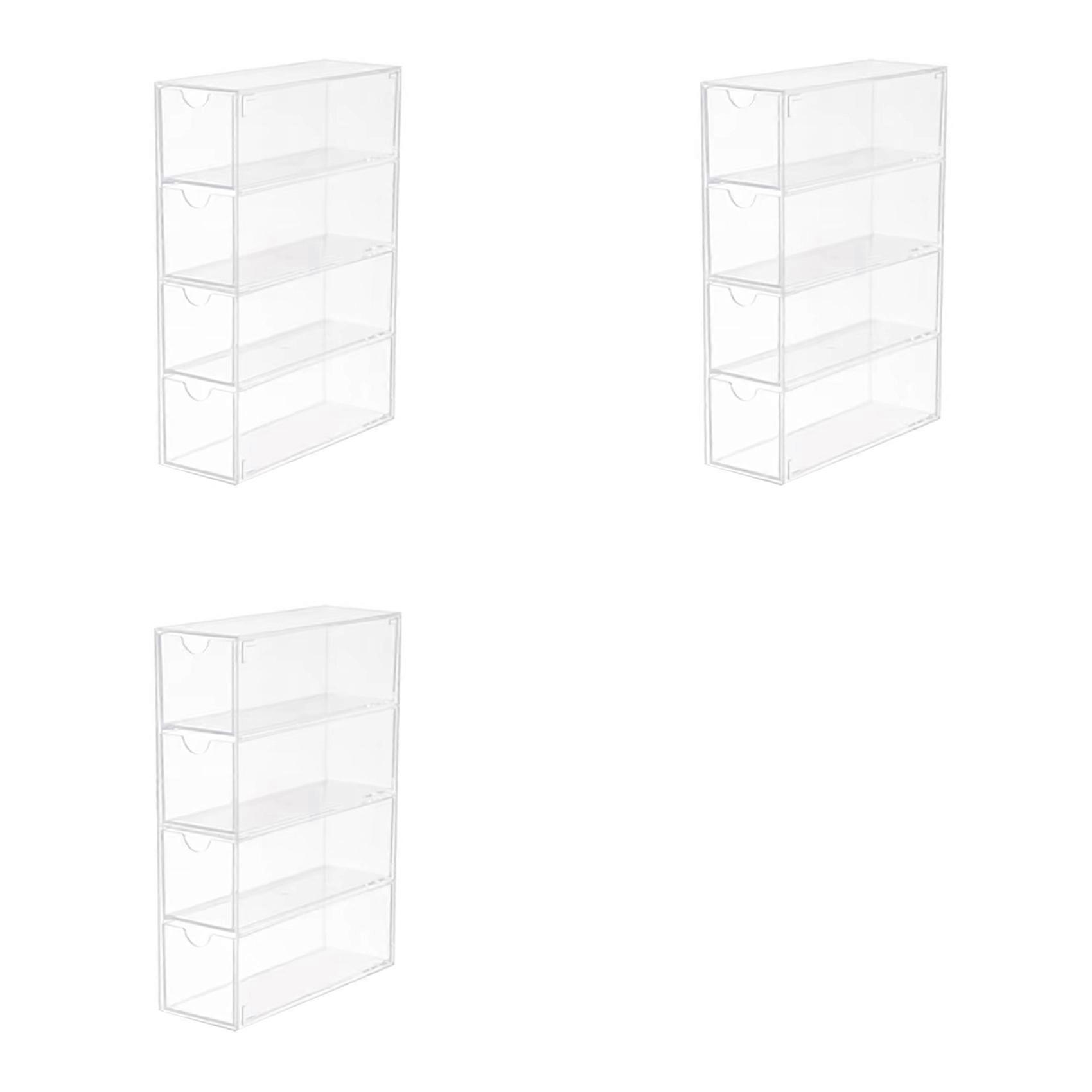 3X Glasses Storage Box 4 Layers Large Glasses Organizer Box Multifunctional Stackable Display Holder Reusable Cosmetics