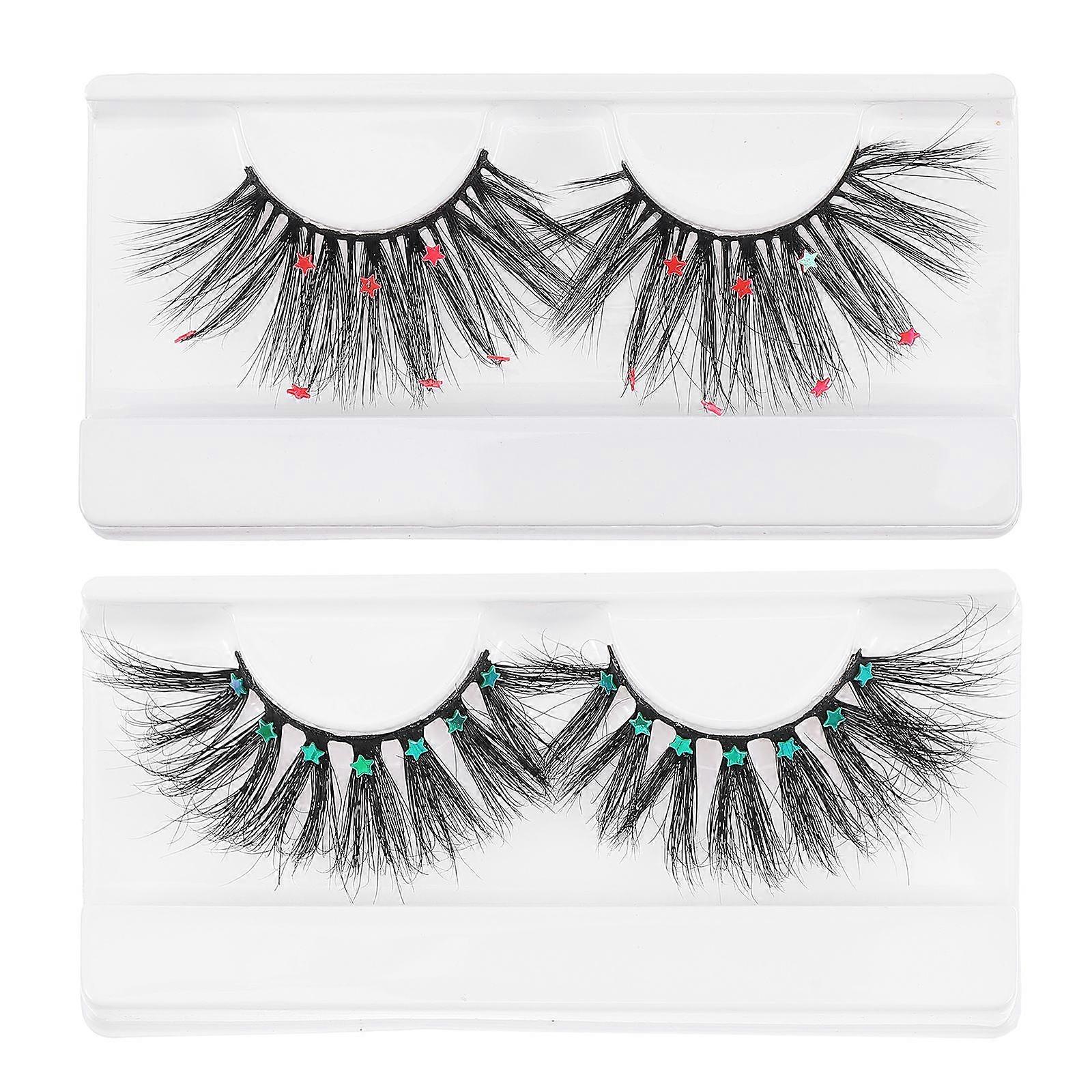 Makeup Eyelash False Eyelashes for Home Use 2Pairs Assorted Color Lashes