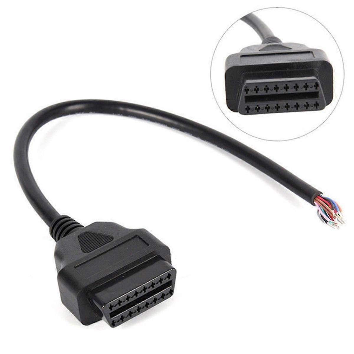 OBD-II 16 Pin to to End Open Plug Wire - OBD2 Male 16 Pin Connector Round Extension Diagnostic Cable(1ft/0.3m)