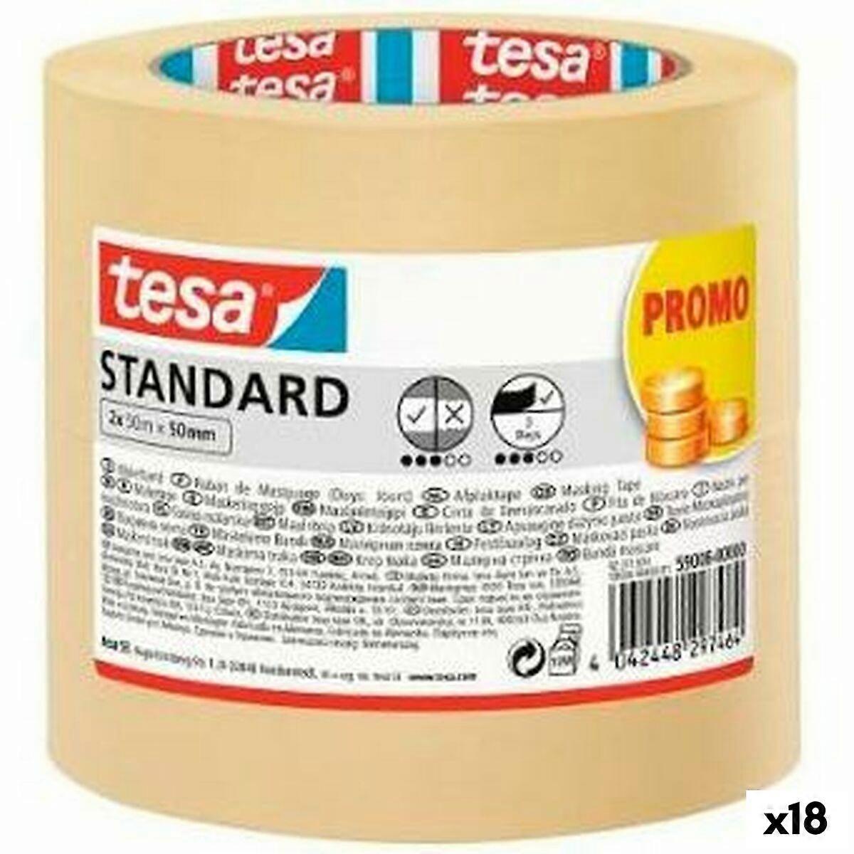 Masking tape TESA STANDARD Yellow 50 mm x 50 m 2 Pieces (18 Units)