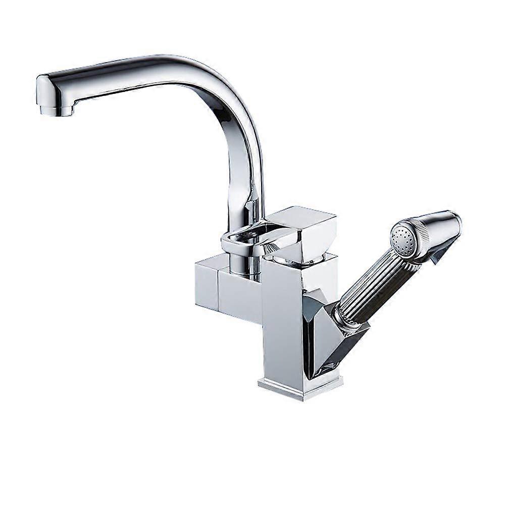 Kitchen Faucets Brass Deck Mounted Single Handle Hot Cold Water PullOut PullDown Sprayer 2Mode Spout Matte Black