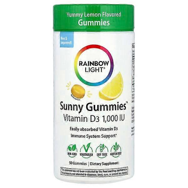 Rainbow Light, Sunny GummiesÃÂÃÂ¢ÃÂÃÂÃÂÃÂ¢, Vitamin D3, Yummy Lemon, 25 mcg (1,000 IU), 50 Gummies