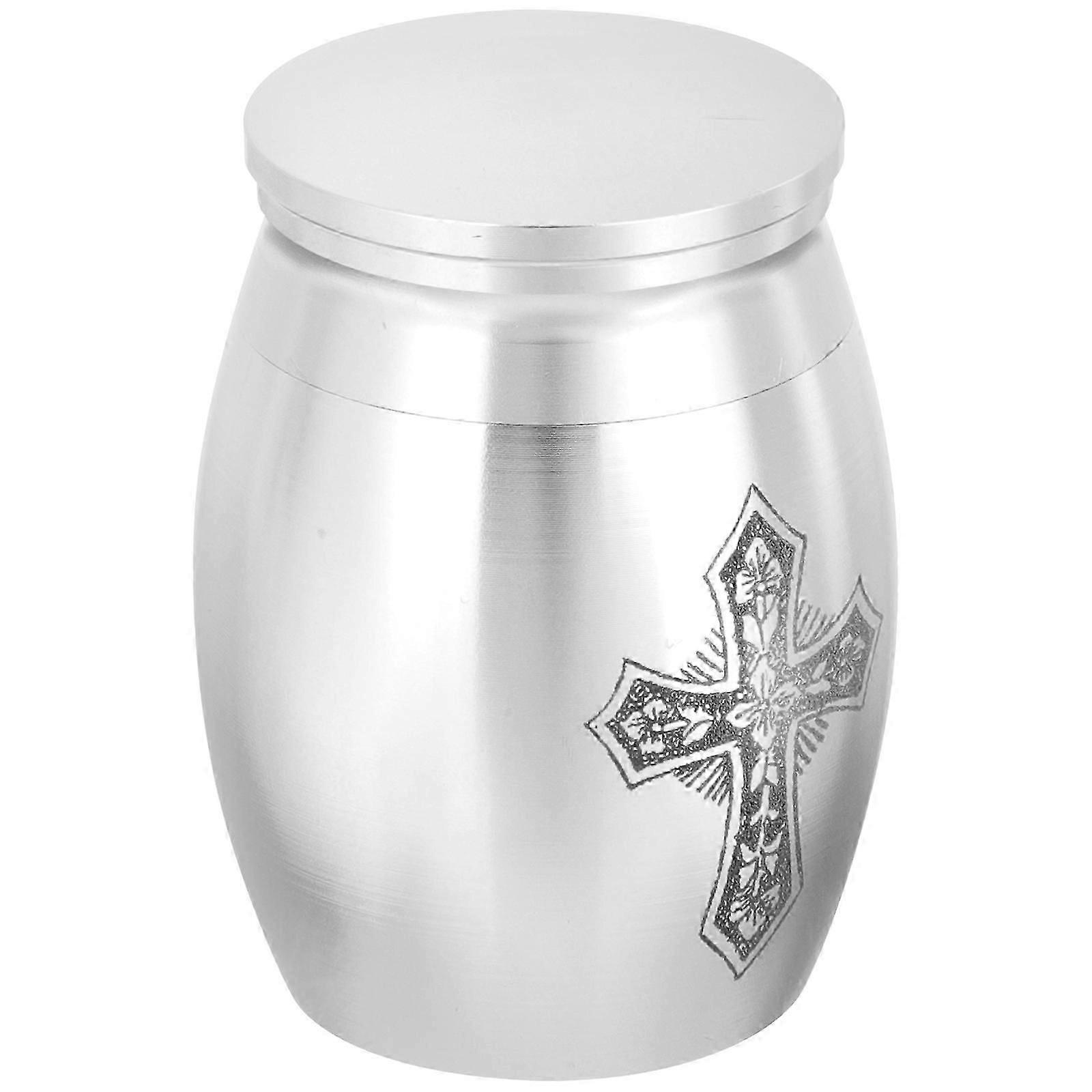 Cremation Ashes Holder Simple Design 1Set 4x3cm Silver Metal for Memorial Service
