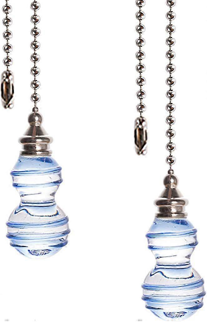 Crystal Ceiling Fan Pull Chains Hanging Pendants Prism Pack of 2 Light Blue