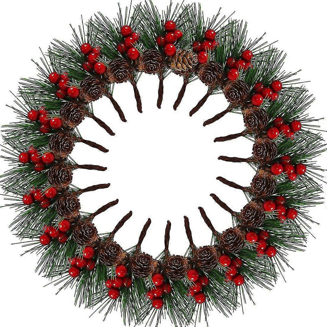 20pcs Artificial Christmas Berries,pine Branches,pine Needles