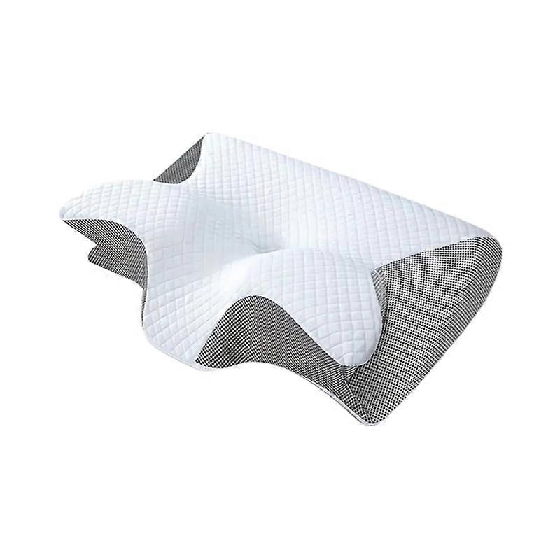 Butterfly Memory Foam Cervical Pillow  Ergonomic Contour for Side Back Stomach Sleepers  Grey