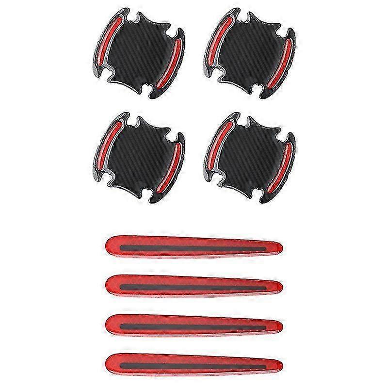 8Pcs/Set Door Handle Sticker 3D Effect Scratch Protection Creative Epoxy Safety Reflective Car Handle Bowl Sticker for Automobile