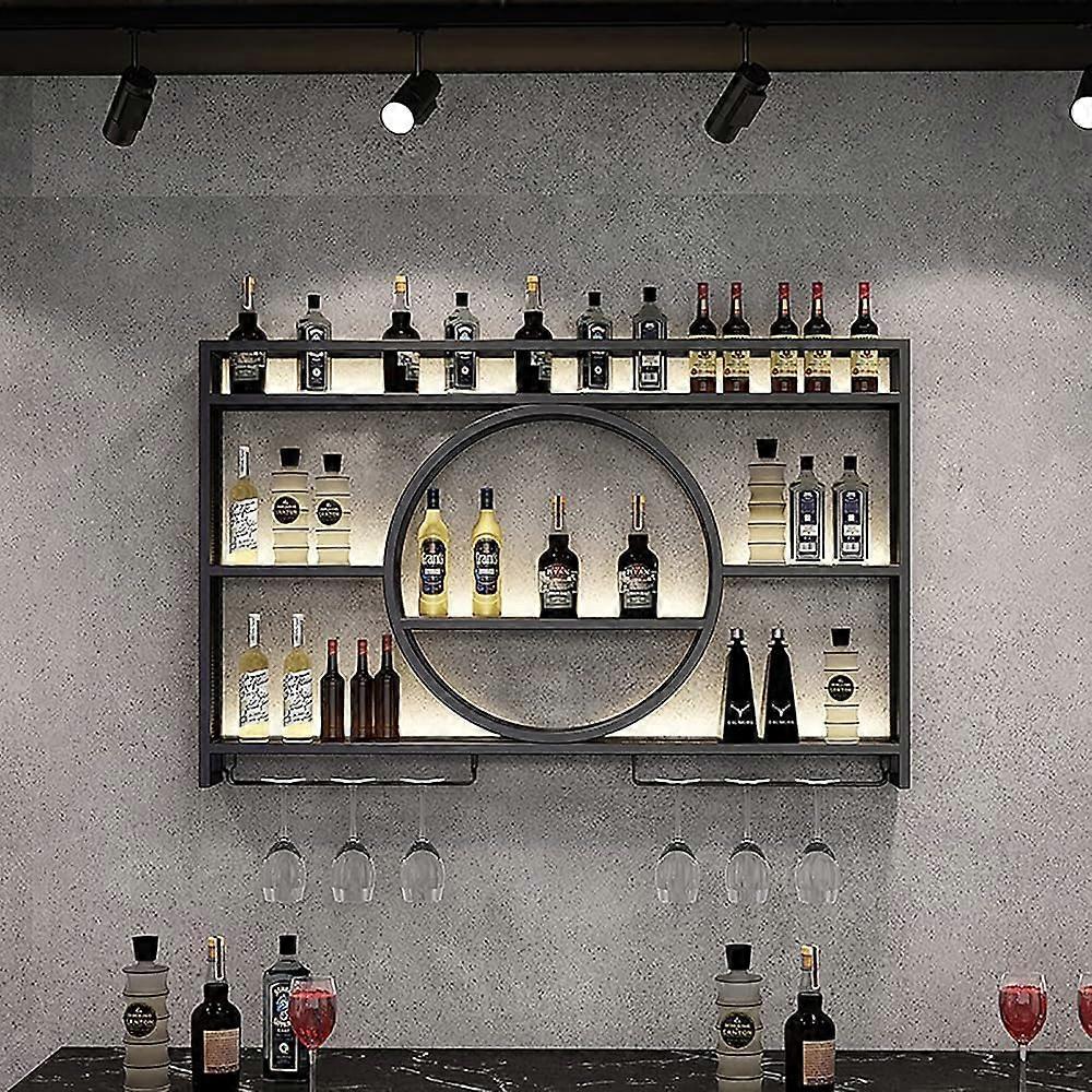 Modern Metal Floating Wine Rack Wall Glass Holder And Wine Display Shelf 140 x 15 x 80 cm 55 x 6 x 31 in Color A