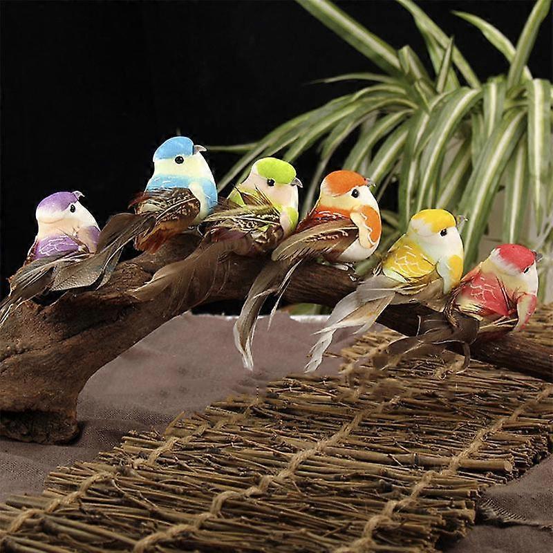 Set Of 6 Small Simulation Birds Artificial Foam Feather DIY Craft Wedding Decor