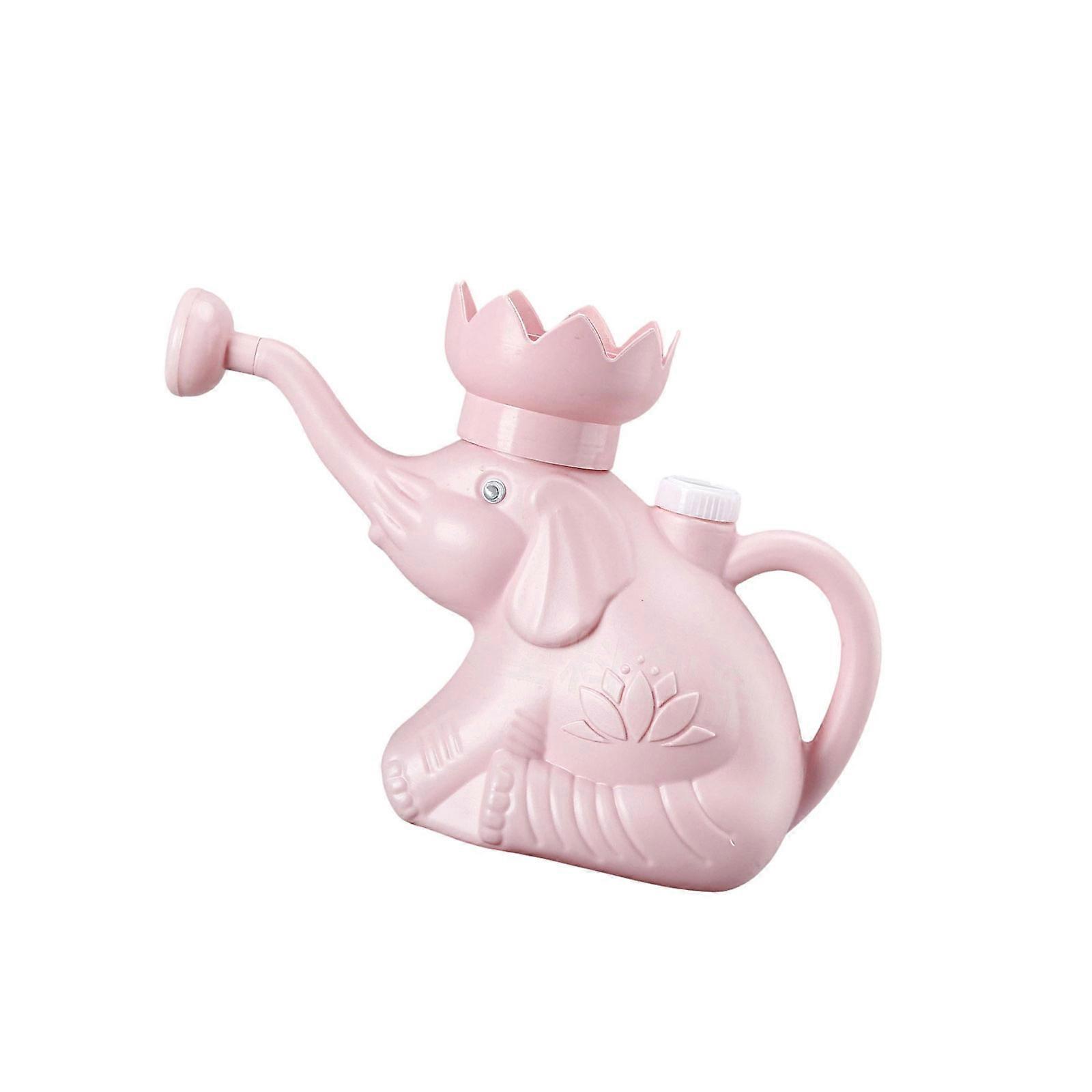 2L Garden Watering Can Sprinkling Container With Elephant Shape Large Capacity Sprinkler For Potted Plant Precise Spout  Pink