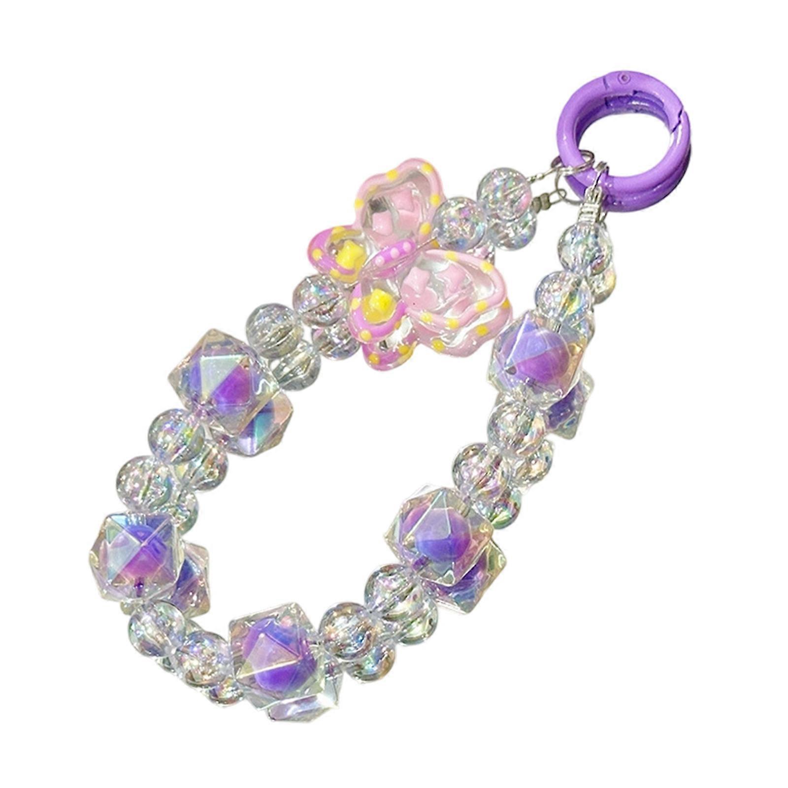 Butterfly Beaded Phone Charm Keychain Acrylic Detachable Use Accessory  p
