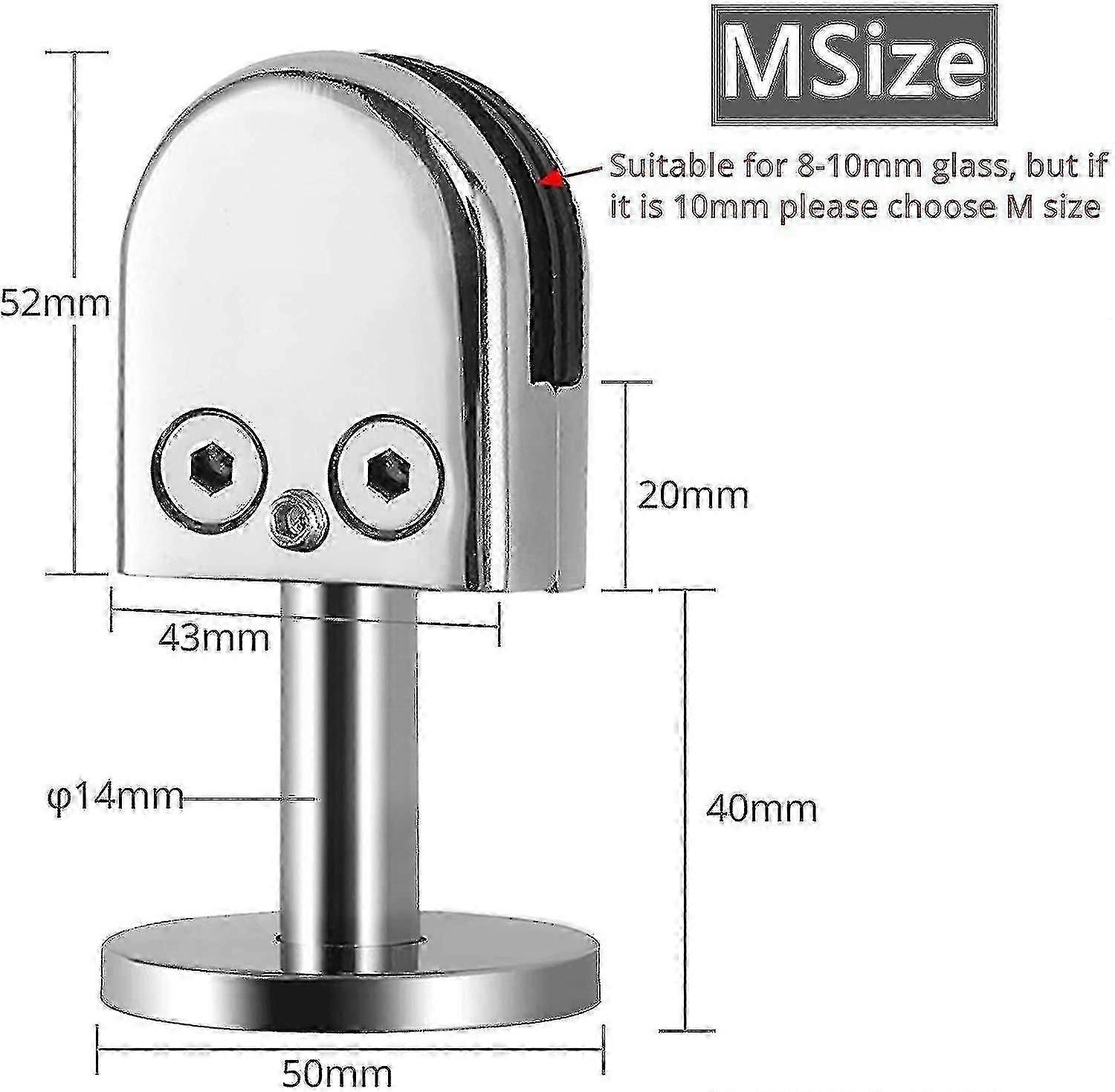 المشابك الزجاجية 4 أجهزة الكمبيوتر الشخصية 304 الفولاذ المقاوم للصدأ زجاج قوس قابل للتعديل زجاج كليب 10mm الزجاج الجرف المشبك حامل ألواح زجاجية مع قضيب 40mm ليد الدرج