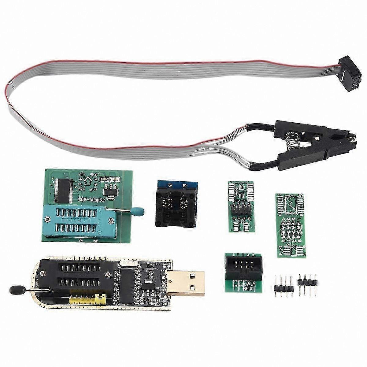 USB Programmer Kit for EEPROM Flash BIOS Chip, Includes SOIC8 SOP8 Test Clip, SPI Adapter, and SOP8 SOIC8 to DIP8 Converter