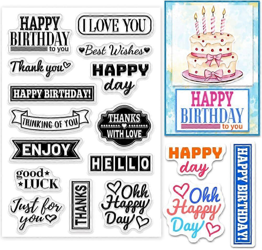 Blessing Word Clear Stamp for Card Making Banner Text Silicone Stamp Greeting Words Transparent Rubber Stamp Seal Stamp for Journal Postcard DIY Scrap