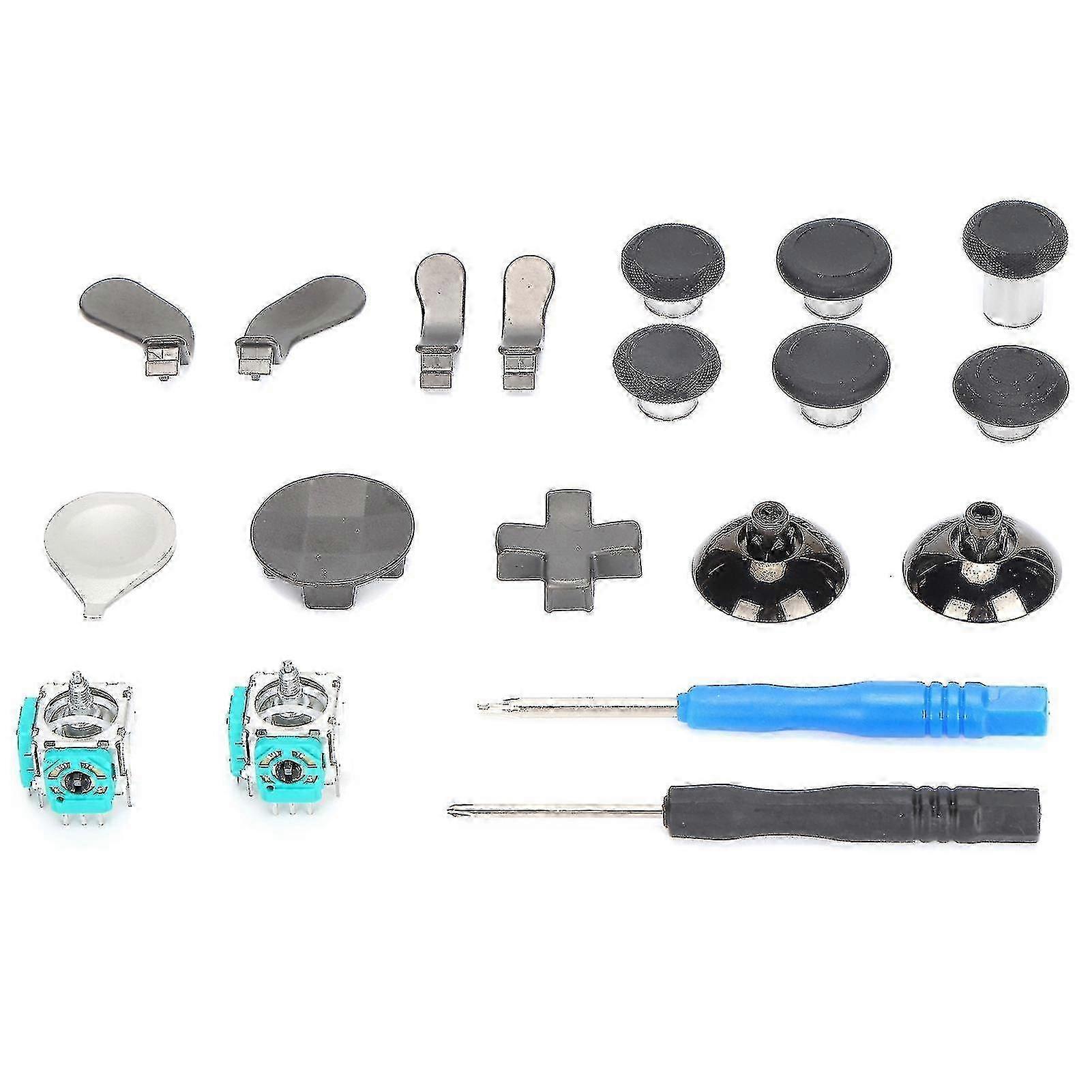 m 19 in 1 Gamepad Button Set Metal Replacement Button Paddles with Tools for Xbox One Elite 2 Controller