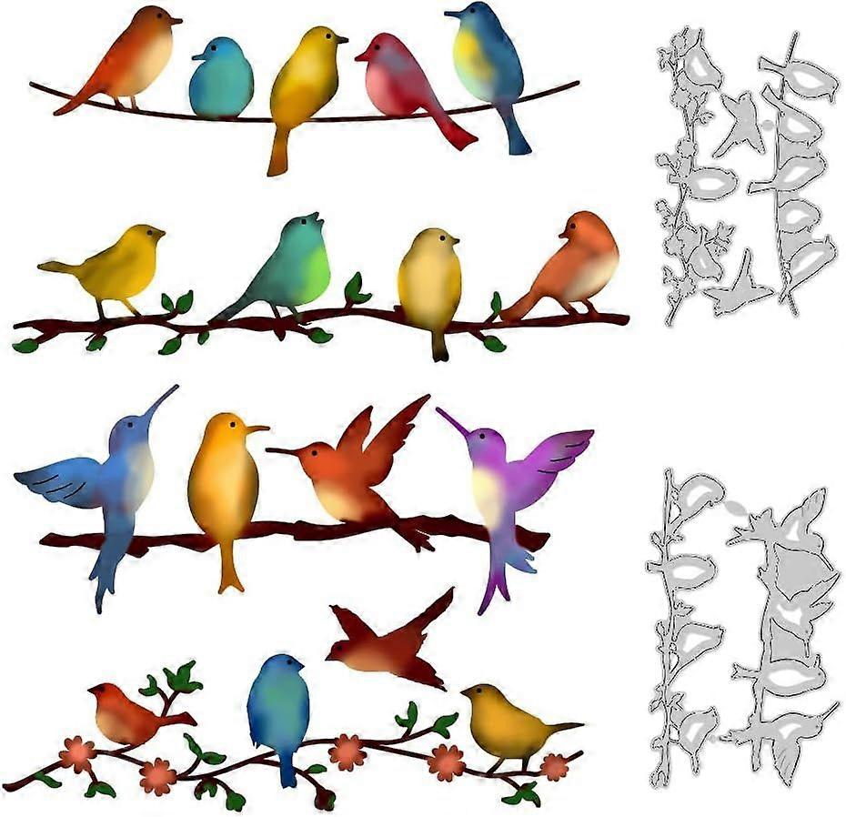 A Row of Birds Cutting Dies Branches Card Making Die Cut Carbon Steel Die Cuts Stencils Card Scrapbooking Embossing Template for DIY Paper Craft Makin