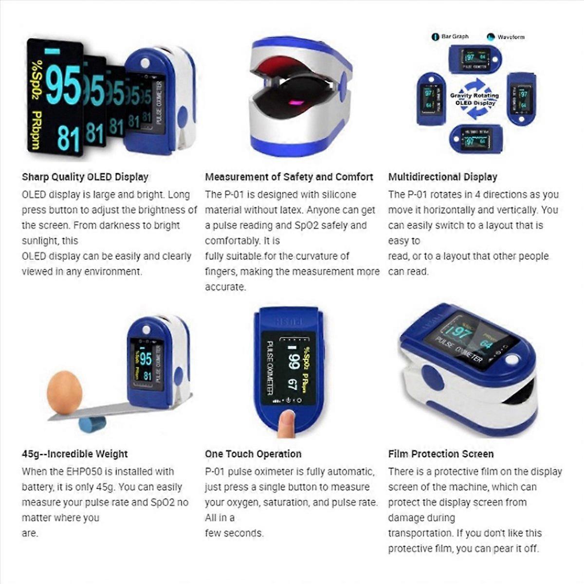 2X Lk87 Portable Finger Oximeter with Four Color LED
