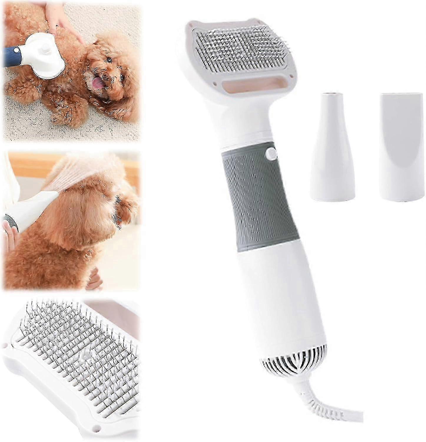 Sèche-cheveux pour chien 3 en 1 avec brosse autonettoyante - 2 types de jets, 3 niveaux de température pour le toilettage des chiens