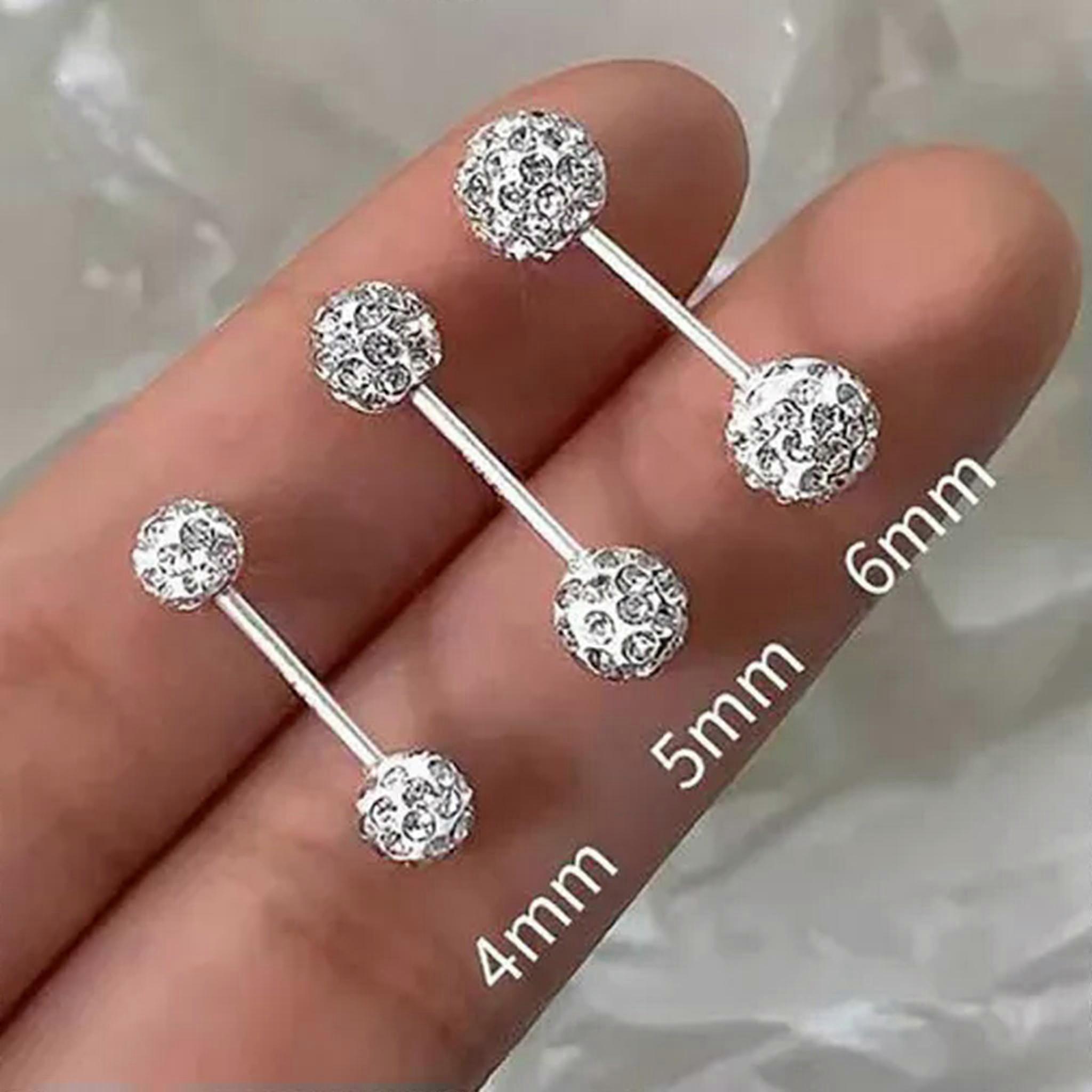 RSAMD Small And Exquisite Double Headed Earrings Round Crystal Zircon Ear Stud EarriJO-A3