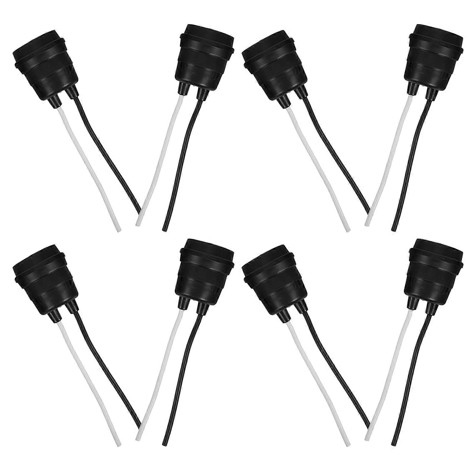 E27 Waterproof Lamp Holder Socket for Light with Black Base 8Pcs