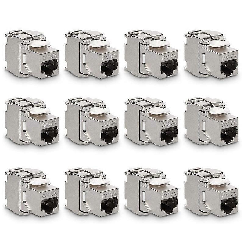 Keystone Module Jacks - 12 Piece CAT6A Shielded Keystone Jack RJ45 Cat 6A Ethernet Module 10 Gbit with Metal Housing