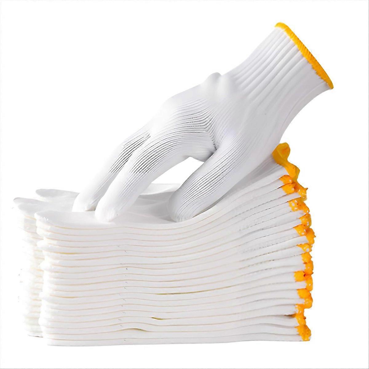 Unisex White Cotton Polyester Knitted Safety Gloves