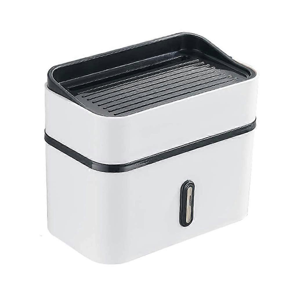 Waterproof Toilet Paper Holder with Shelf, No Drill Wall Mounted Tissue Box with Transparent Window