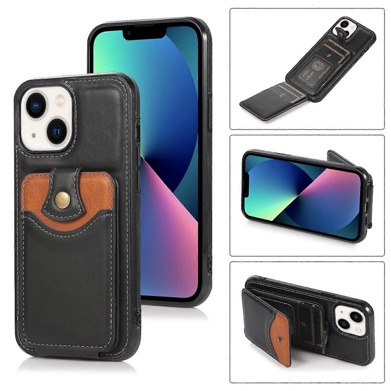 For iPhone 14 Plus Soft Skin Wallet Bag Phone Case