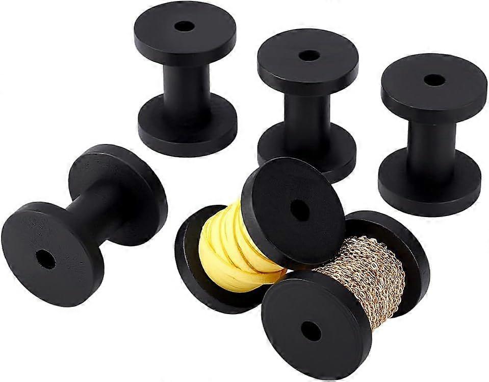 6pcs Wooden Empty Spool Thread Organizer Bobbin Winder Floss Keeper Knitting Thread Holder Wood Bobbins for Sewing Machines Embroidery Project Crochet