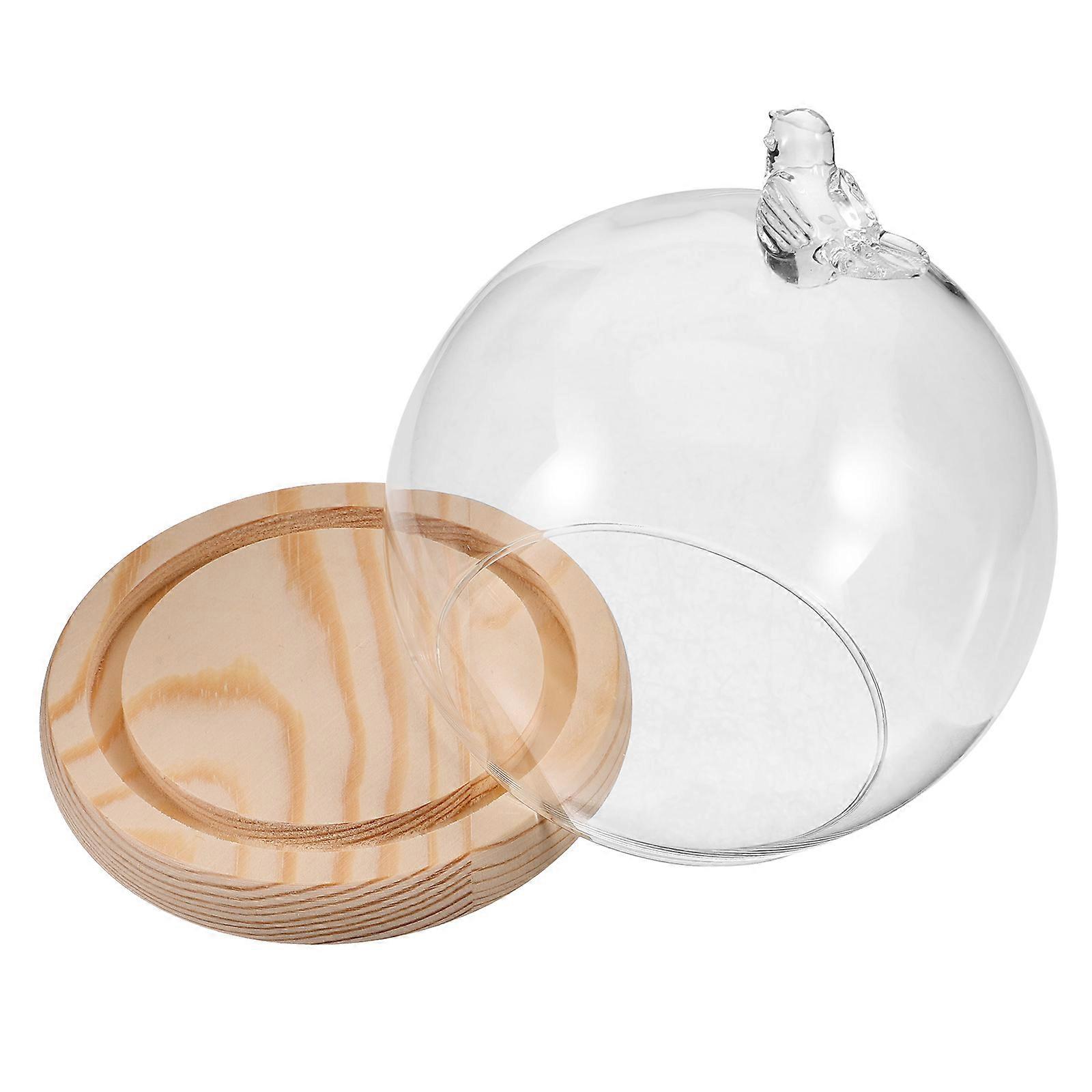 Glass Display Dome with Base for Decor with 3Pcs Flower Covers