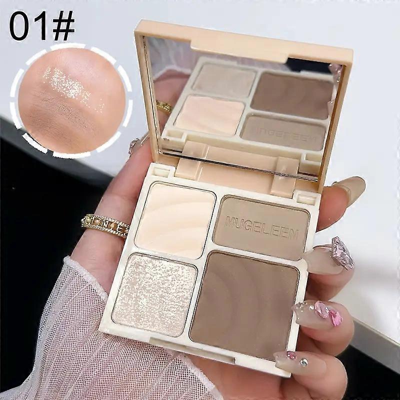 Four Colors Highlighting & Contouring All-in-One Palette with Mirror Matte Highlighting Shadow Nose Shadow Contour Palette